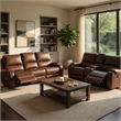 Teli 2pc Manual Reclining Sofa and Loveseat Set- Brown Faux Leather