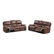 Teli 2pc Manual Reclining Sofa and Loveseat Set- Brown Faux Leather