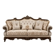 Hesar Sofa- 5 Pillows- Vintage Style Chenille Tufted- Cherry Brown Wood Frame