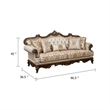 Hesar Sofa- 5 Pillows- Vintage Style Chenille Tufted- Cherry Brown Wood Frame