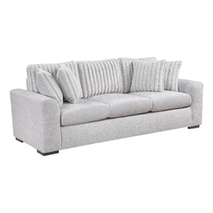 Zian Sofa- Light Gray Microfiber and Corduroy- 4 Matching Pillows- 92 Inch