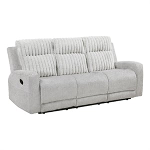 Lupe Double Manual Reclining Sofa with Plush Cushions- Light Gray Microfiber