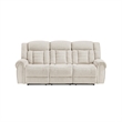 Reo Double Manual Reclining Sofa with Nailhead Trim- Beige Chenille