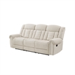Reo Double Manual Reclining Sofa with Nailhead Trim- Beige Chenille