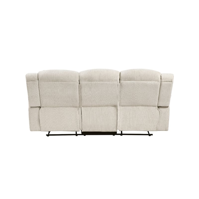 Reo Double Manual Reclining Sofa with Nailhead Trim- Beige Chenille