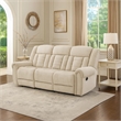 Reo Double Manual Reclining Sofa with Nailhead Trim- Beige Chenille