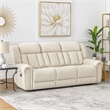 Reo Double Manual Reclining Sofa with Nailhead Trim- Beige Chenille