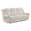 Reo Double Manual Reclining Sofa with Nailhead Trim- Beige Chenille