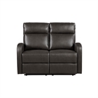 Mey Wall Hugger Manual Recliner Loveseat- Dark Brown Faux Leather 50 Inch