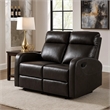 Mey Wall Hugger Manual Recliner Loveseat- Dark Brown Faux Leather 50 Inch
