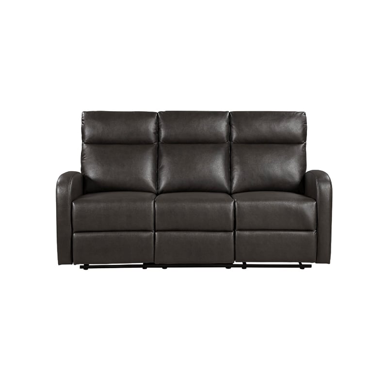 Mey Wall Hugger Manual Recliner Sofa- Dark Brown Faux Leather 71 Inch