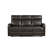 Mey Wall Hugger Manual Recliner Sofa- Dark Brown Faux Leather 71 Inch