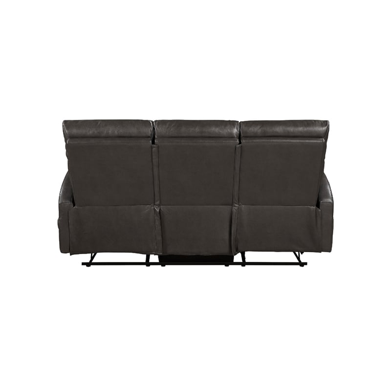 Mey Wall Hugger Manual Recliner Sofa- Dark Brown Faux Leather 71 Inch