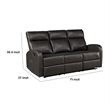 Mey Wall Hugger Manual Recliner Sofa- Dark Brown Faux Leather 71 Inch