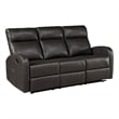 Mey Wall Hugger Manual Recliner Sofa- Dark Brown Faux Leather 71 Inch