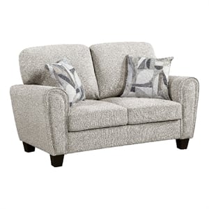 Loi Loveseat w 2 Pillows- Reversible Cushion- Gray Chenille- 63 Inch