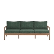 Anya Outdoor Sofa- Natural Brown Wood- Moss Green Cushions- 89 Inch