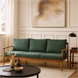 Anya Outdoor Sofa- Natural Brown Wood- Moss Green Cushions- 89 Inch
