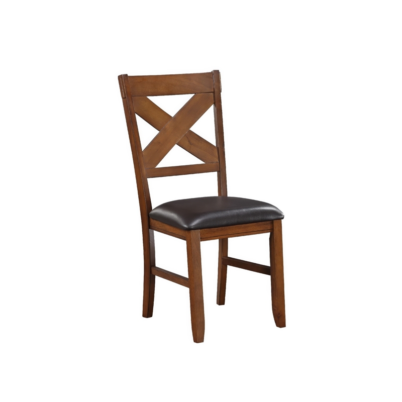 Hosa 7pc Rectangular Dining Table Set- Faux Leather Seats- Brown Mango Wood