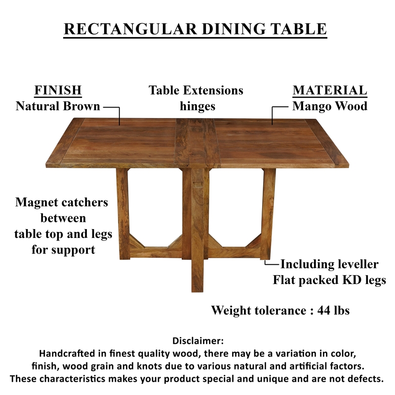Hosa 7pc Rectangular Dining Table Set- Faux Leather Seats- Brown Mango Wood