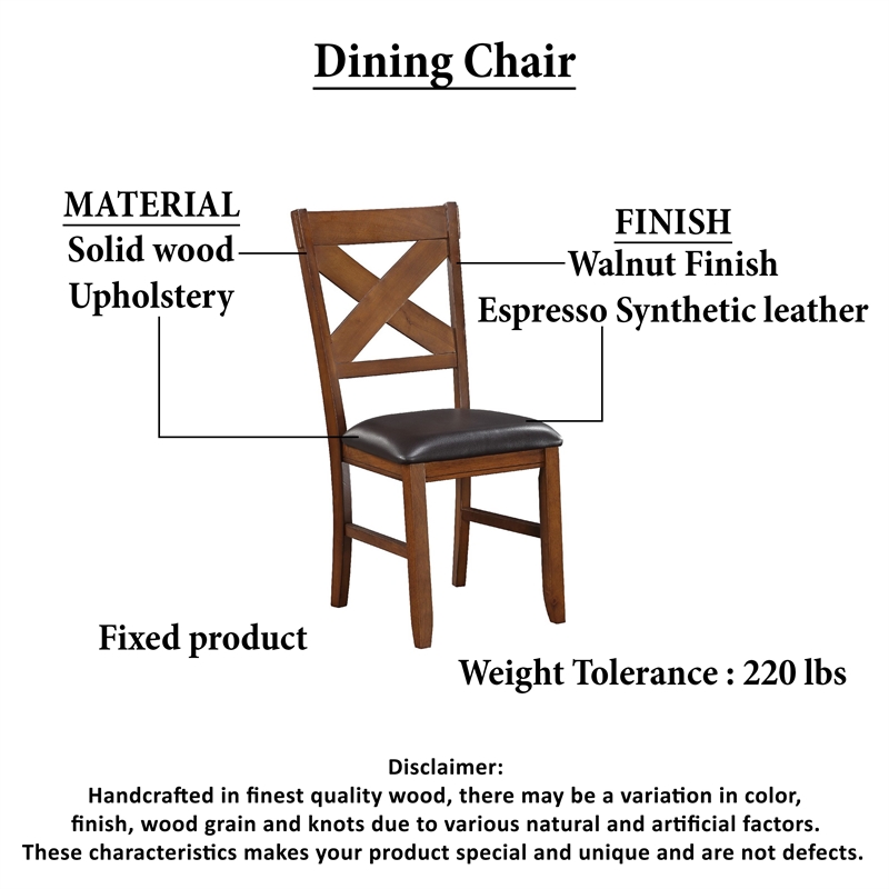 Hosa 7pc Rectangular Dining Table Set- Faux Leather Seats- Brown Mango Wood