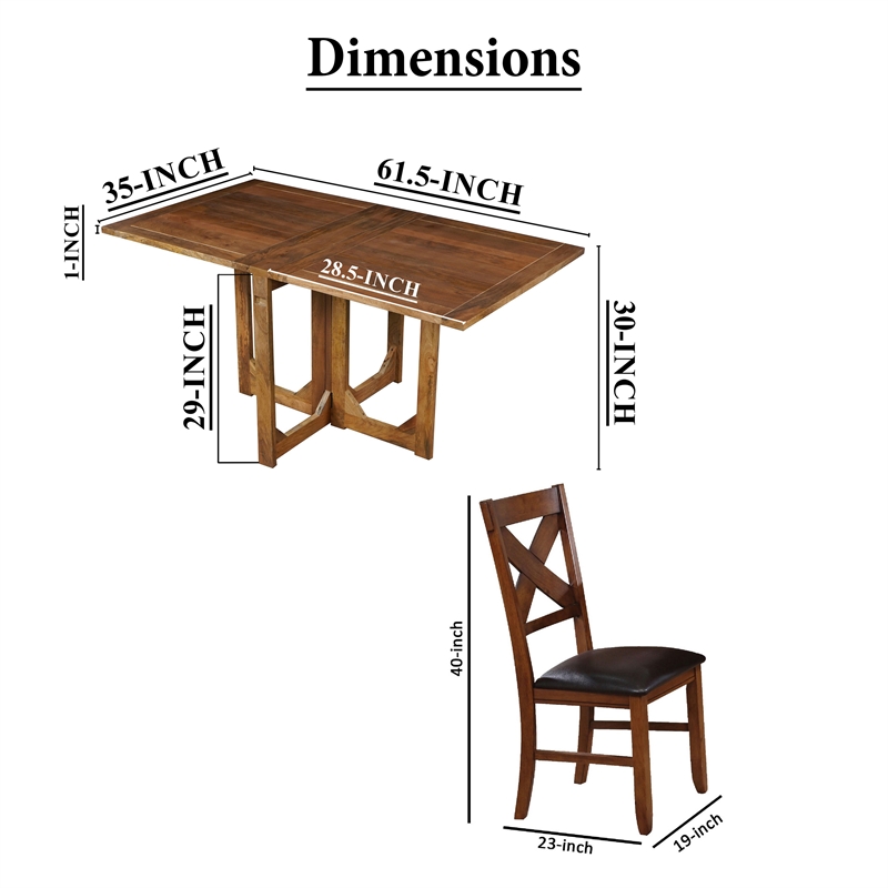 Hosa 7pc Rectangular Dining Table Set- Faux Leather Seats- Brown Mango Wood