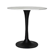 Kema 5pc Dining Table Set- Tulip Pedestal Base- Round White Marble- Black