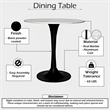 Kema 5pc Dining Table Set- Tulip Pedestal Base- Round White Marble- Black