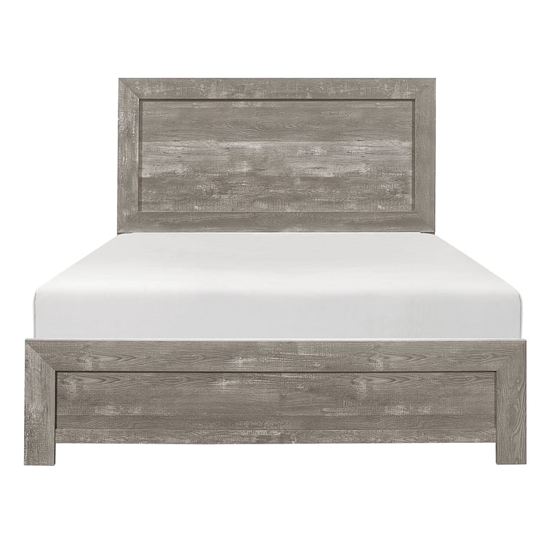 Queen Size Bedroom Set-Gray-Panel Headboard- 2-Piece Set with Bed and Nightstand