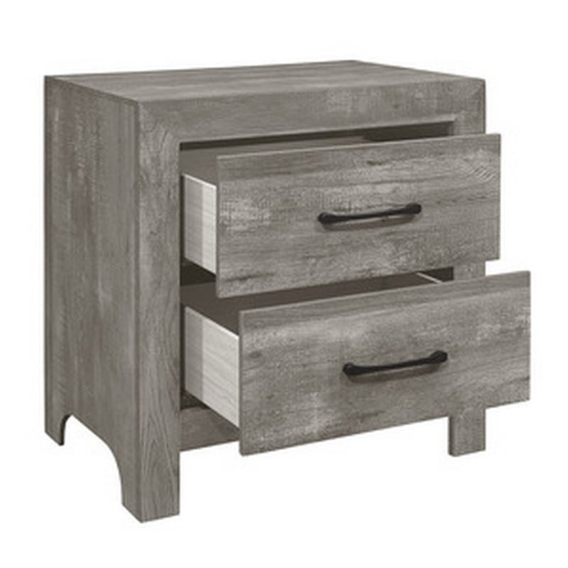 Queen Size Bedroom Set-Gray-Panel Headboard- 2-Piece Set with Bed and Nightstand