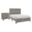 Queen Size Bedroom Set-Gray-Panel Headboard- 2-Piece Set with Bed and Nightstand