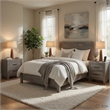 Queen Size Bedroom Set-Gray-Panel Headboard- 3-Piece Set with Bed and Nightstand