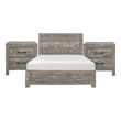Queen Size Bedroom Set-Gray-Panel Headboard- 3-Piece Set with Bed and Nightstand