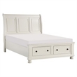 Queen Bedroom Set-White-Storage Bed with Drawers- 2-Piece Set Bed and Nightstand