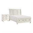 Queen Bedroom Set-White-Storage Bed with Drawers- 2-Piece Set Bed and Nightstand