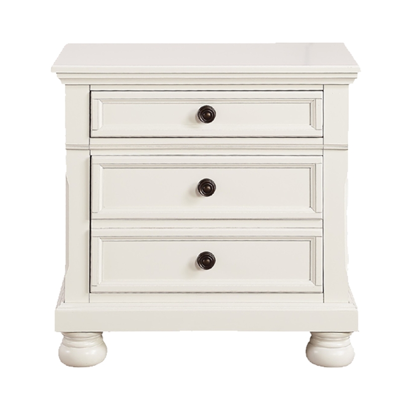 Queen Bedroom Set-White-Storage Bed with Drawer-3-Piece with Bed-Two Nightstands