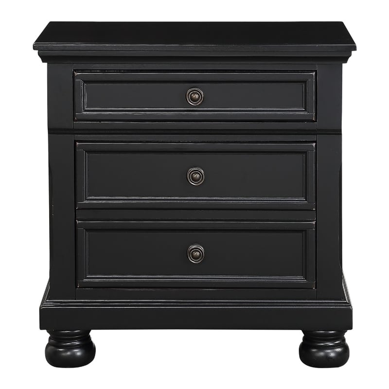 Queen Bedroom Set- Black-Storage Bed with Drawer-2-Piece with Bed and Nightstand