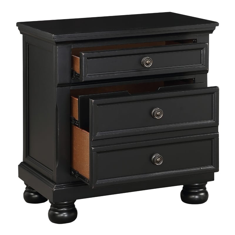 Queen Bedroom Set- Black-Storage Bed with Drawer-2-Piece with Bed and Nightstand