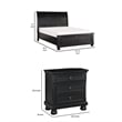 Queen Bedroom Set- Black-Storage Bed with Drawer-2-Piece with Bed and Nightstand