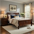 Queen Size Bedroom Set- Brown Finish- 2-Piece Set with Bed and Nightstand