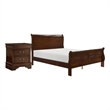 Queen Size Bedroom Set- Brown Finish- 2-Piece Set with Bed and Nightstand