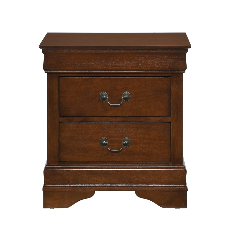 Queen Size Bedroom Set- Brown Finish- 3-Piece Set with Bed and Two Nightstands