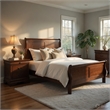 Queen Size Bedroom Set- Brown Finish- 3-Piece Set with Bed and Two Nightstands