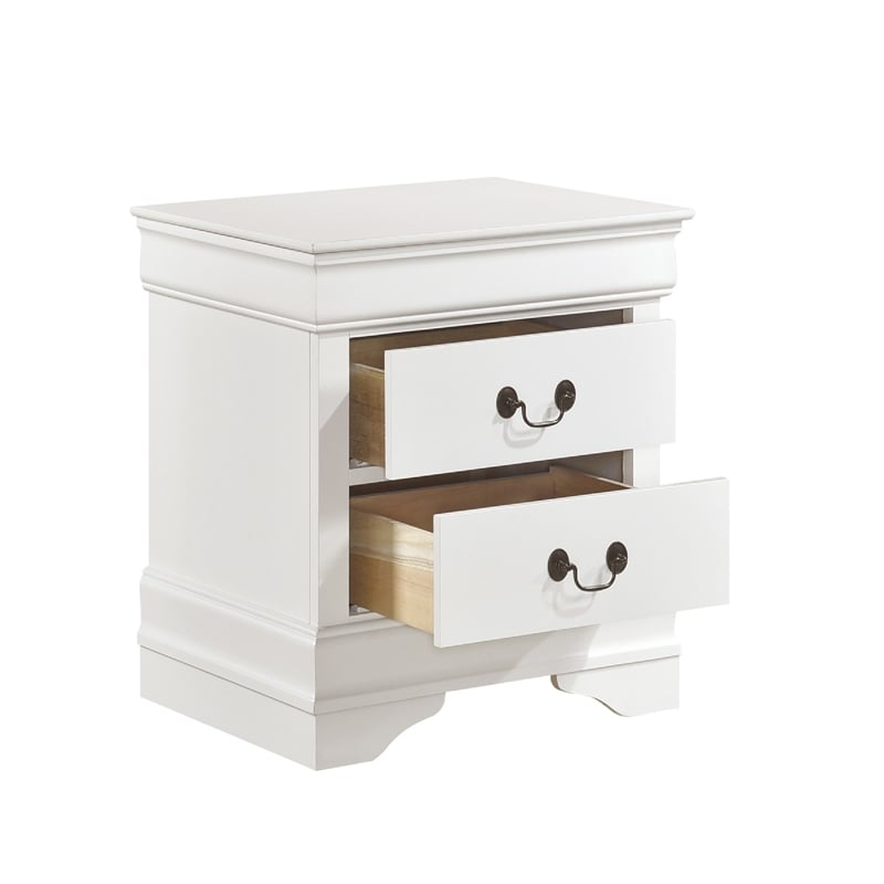 Full Size Bedroom Set- White Finish- 2-Piece Set with Bed and Nightstand
