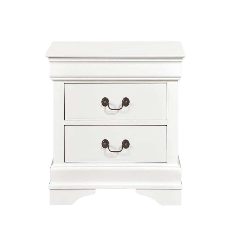 Full Size Bedroom Set- White Finish- 2-Piece Set with Bed and Nightstand