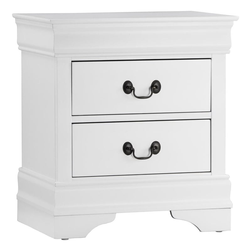 Full Size Bedroom Set- White Finish- 2-Piece Set with Bed and Nightstand