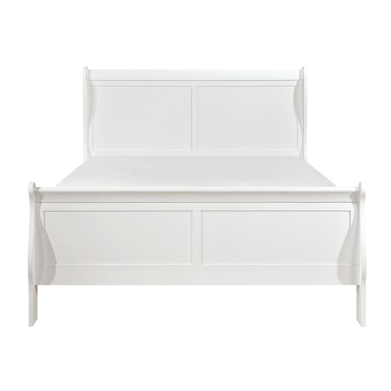 Full Size Bedroom Set- White Finish- 2-Piece Set with Bed and Nightstand