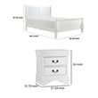 Full Size Bedroom Set- White Finish- 2-Piece Set with Bed and Nightstand