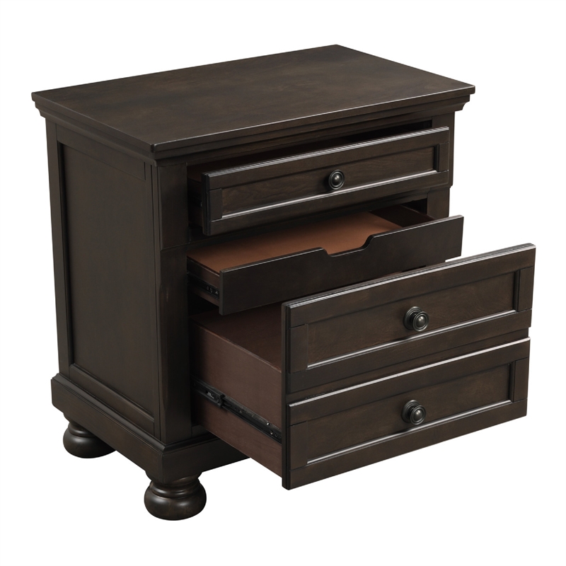 Queen Size Bedroom Set-Brown-Storage Bed with Drawer-2-Piece with Bed-Nightstand