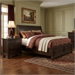 Queen Size Bedroom Set-Brown-Storage Bed with Drawer-2-Piece with Bed-Nightstand